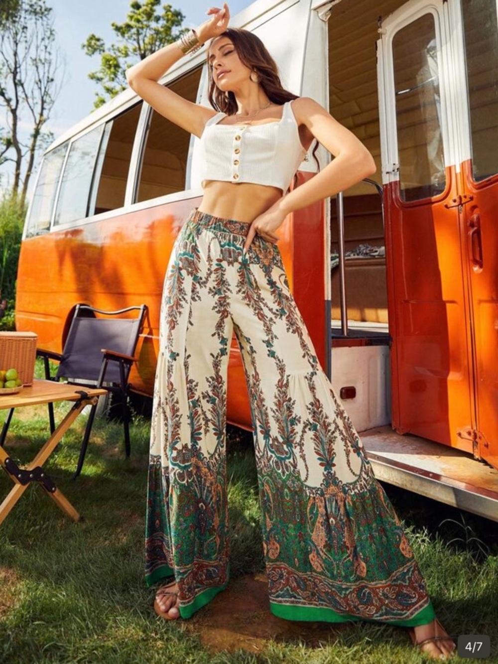 Boho Paisley Wide-Leg Pants – Size M (LUUKSE)